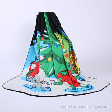 factory cartoon silk print christmas baby blanket